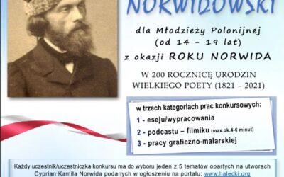 Zawiadomienie o Konkursie Norwidowskim dla młodzieży polonijnej od 14 – 19 lat