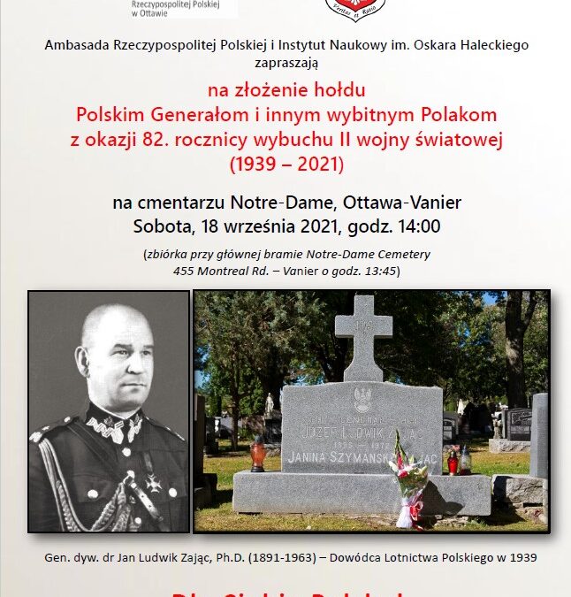 Złożenie hołdu polskim generałom na cmentarzu Notre-Dame w Ottawa-Vanier – 18 IX 2021, 14:00