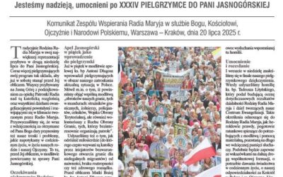 Ważny nowy komunikat Zespołu Wspierania Radia Maryja z 20.07.2025