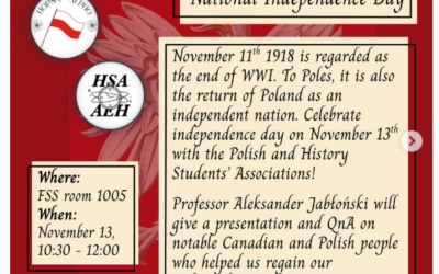 Wykład o Święcie Niepodległości (in English) we czwartek, godz. 10:30 sale 105, Social Sciences Building, U of Ottawa