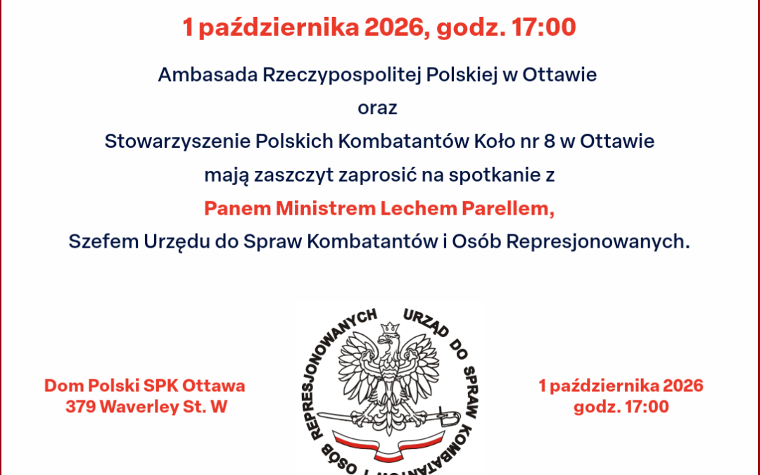 Spotkanie z Szefem Urzędu ds. Kombatantów i Osób Represjonowanych w Domu Polskim SPK, jutro, 1 X 2026 o godz. 17